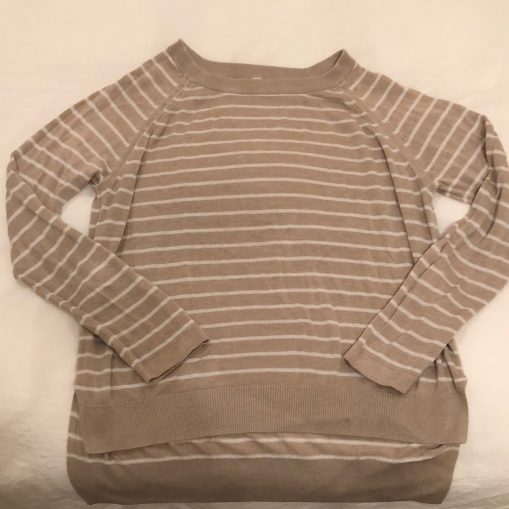 LuluLemon high low striped sweater, size 8 or M